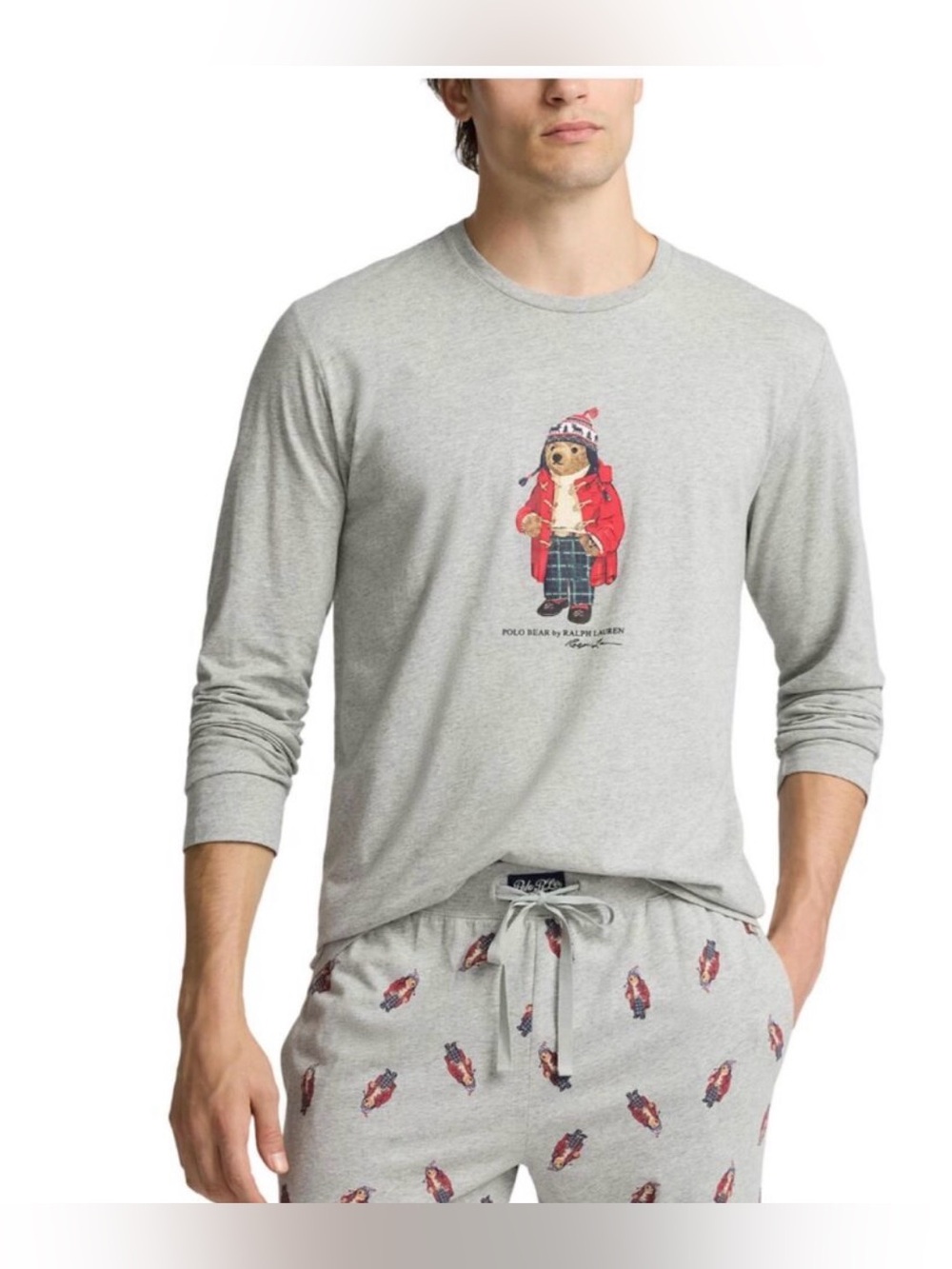 POLO Ralph Lauren Long Sleeve Polo Bear Cotton Tee - Large